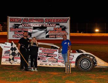 Chace Pennington wins his feature during the King of the Sandbox Race at West Alabama Speedway on September 28