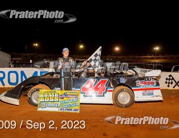 Elliott Johnson picked up the Rome Boss Limited Late MOdel win at Rome (Ga.) Speedway on Saturday, Sept. 2.