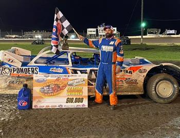 Randall Beckwith claimed a $10,000 victory on Saturday night for his winning performance in the Rumble on the Gumbo at Greenville (Miss.) Speedway with the Crate Racin’ USA Late Model Series. 