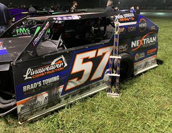 57 Motorsports and driver Chad Clancy wins on September 1 during a weekend sweep at Bethany Fairgrounds Speedway in the B-Mod Division