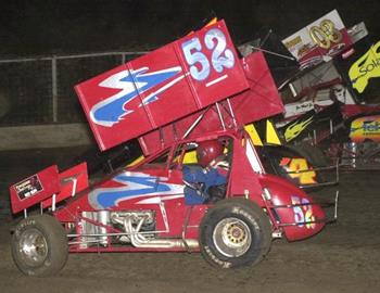 Four-wide action at Creek County with Roy Larkin (52), Eric Baldaccini (b4), Cody Branchcomb and Joe Wood, Jr. (03)