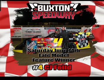 Charles Field wins at Buxton Speedway on June 14.
