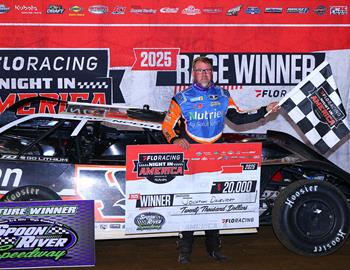 Jonathan Davenport collected the $20,000 victory on Wednesday, May 7 with FloRacing Night in America presented by Kubota at Spoon River Speedway (Banner, Ill.).