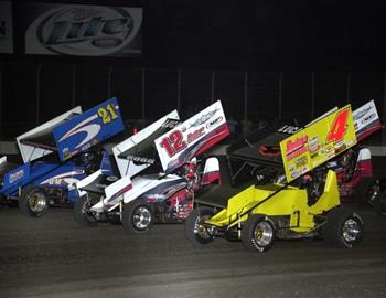 Eric Baldaccini (4), Trey Robb (12) and Tommy Bryant (21T) lead the three-wide salute.