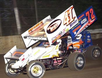 Jason Johnson (41) and Curtis Boyer (72) battle in heat race action