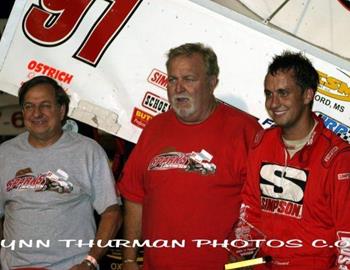 Darren Stewart joined in victory lane by Mike Stewart and Bobby Sparks