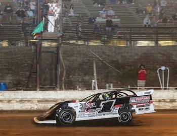 Micheal Norris piloted the Nico Dabecco-owned ND Motorsports Rocket Chassis to the $6,010 victory on Saturday night at Pittsburghs Pennsylvania Motor Speedway. (Tyler Carr image)