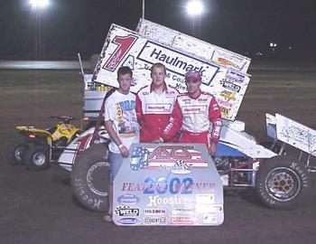 Travis Rilat and crew in victory lane at Lubbock