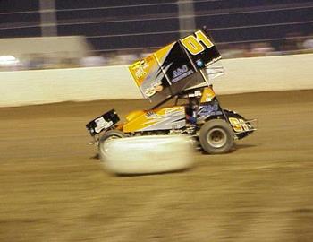 Kaylene Verville en route to a heat race win