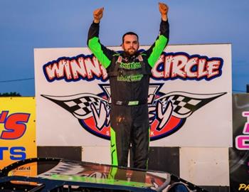 Mason Zeigler wins at Path Valley Speedway during the Selinsgrove Ford Appalachian Mountain Speedweek on June 10.