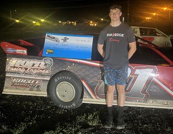 CJ Horn won the Pro Late Model Tour event at Mason City (Iowa) Motor Speedway on Sunday July 9, 2023. The victory was worth $1,000.