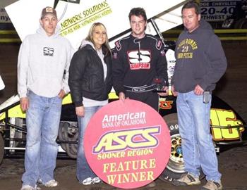 Nick Smith and company in ASCS Sooner Region victory lane at State Fair Speedway