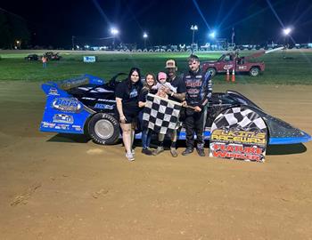 Ryan Frazee poses proud after his win at Elkins Speedway on May 18.