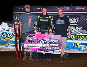 Ashton Winger scored a $5,000 Hunt the Front Super Late Model Series victory at Swainsboro (Ga.) Raceway.