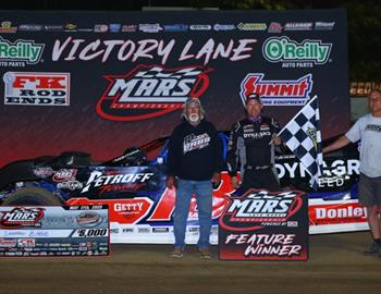Shannon Babb wins the MARS Late Model Championship Series at Highland Speedway on May 17.