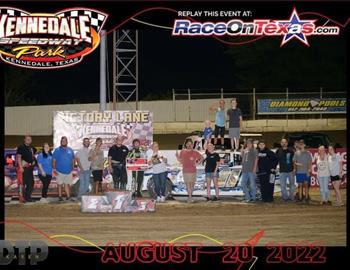 Cameron Cook took the IMCA Stock Car win on Saturday night at Kennedale Speedway Park.