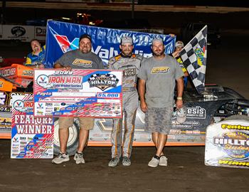 Josh Rice raced to the $5,000 Valvoline Iron-Man Late Model Series victory at Ohios Hilltop Speedway on Friday, July 7. (Tyler Carr image)