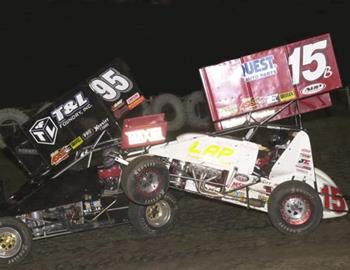 Michael Brown (15b) climbs on to Matt Covington (95) in the feature