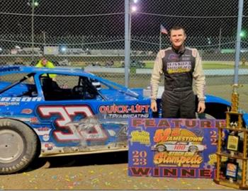 Tyler Peterson raced to the $4,000 Stock Car Stampede win at Jamestown (N.D.) on Friday, October 6.