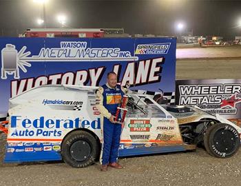 Ken Schrader in Victory Lane at Springfield (Mo.) Raceway on April 2, 2022.