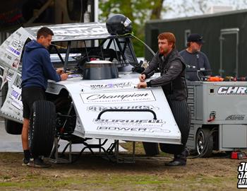 Kankakee County Speedway (Kankakee, IL) – Midwest Auto Racing Series (MARS) Modified Championship – Tom Pasek Memorial – May 2 2025. (Josh James Artwork photo)