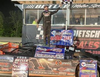 Josh Rice won the Valvoline American Late Model Iron-Man Series event at Butler Motor Speedway on May 24.