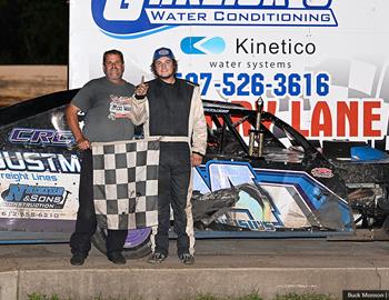 Caden Neisius wins his first ever victory at Chateau Speedway on July 12