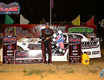 Russell Erwin scored the $5,000 Carolina Clash Super Late Model Series win at County Line Raceway (Elm City, N.C.) on Saturday, Sept. 16.