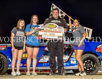 Kyle Vanover won the IMCA stock car feature at Beatrice Speedway on June 13.