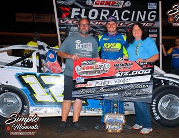 Ashton Winger raced to his first-career COMP Cams Super Dirt Series win on Saturday, Sept. 23 at Magnolia Motor Speedway.
