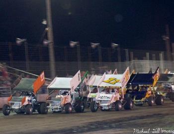 Garry Lee Maier (11x), Stu Snyder (2d) and Patrick Bourke (27) lead the three wide salute