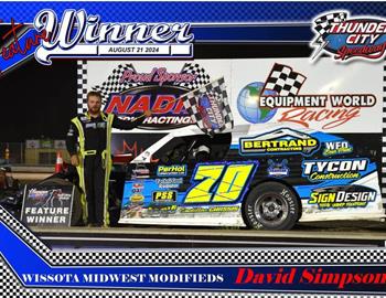 David Simpson wins at Thunder City Speedway on August 21