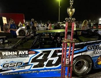 Kyle Hardy raced to the $5,015 triumph at Winchester (Va.) Speedway on Saturday, July 15 in the Junior Boone Memorial. 