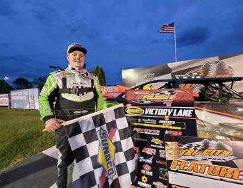 14-year-old Brock Pinkerous banked the RUSH Dirt Late Model Touring Series win at Tri-City Raceway Park (Franklin, Pa.) on Sunday, May 26.