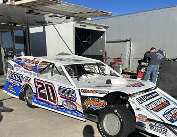 Rodney Sanders No. 20 Modified in the pits during the first weekend of the 18th annual Wild West Shootout at Vado Speedway Park (Vado, NM) on January 6-7, 2024.