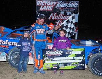 Matt Lux charged to the $5,000 Super Late Model win on Saturday night at Marion Center Raceway (Marion Center, Pa.). *(Derek Bobik image)*