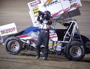 Shane Stewart out of the car after some celebratory donuts