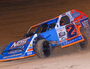 Nick on his way to Victory Lane at Fayette County Speedway on June 30. *(Josh James Artwork image)*