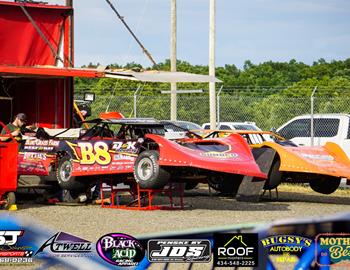 Tyler Bare sets up in the pits of Natural Bridge Speedway where he would go on to win the Freedom 40 feature on July 13