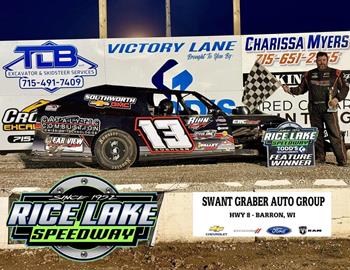 Nick Koehler won the Wissota Midwest Modified feature at Rice Lake Speedway on April 26.