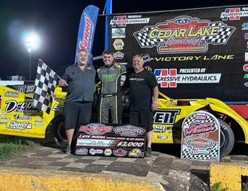 Sam Mars wins the opening night of The Masters at Cedar Lake Speedway on June 13