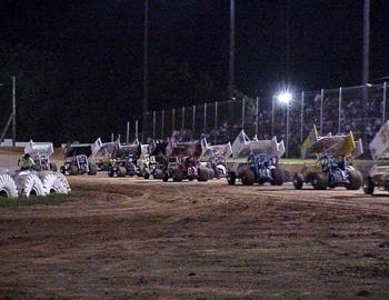 Feature paces down the frontstretch