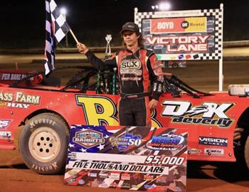 Tyler Bare notched a $5,000 triumph in Saturday nights Steel Block Bandits Dirt Late Model Challenge Series event at Beckley Motor Speedway (Mt. Hope, W.Va.). (ZSK Photography image)