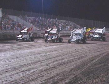 Three-wide at Lubbocks I-27 Speedway