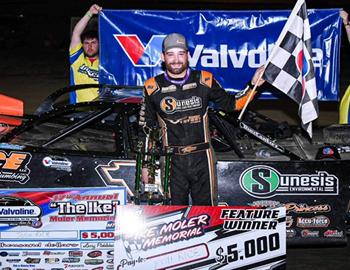 Josh Rice registered the $5,000 Valvoline Iron-Man American Late Model Series win at Ohios Moler Raceway Park on Friday, Sept. 13.