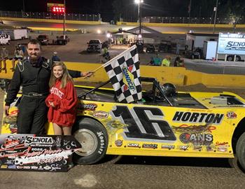Austin Horton picked up the $3,000 victory on Saturday night with the Topless Outlaws Series Late Models at Senoia (Ga.) Raceway. 