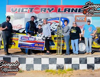 Austin Horton hustled to the $5,000 victory in the Limited Late Model division at East Alabama Motor Speedway’s National 100. *(Simple Moments Photography)*