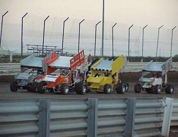 Heat race paces down the back stretch