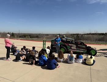 Patrik taking his Renegade Texas Grand trophy to the Sunnyvale Intermediate School in Sunnyvale, Texas, for the 10th annual STEM Career Day to remind the students of the importance of the STEM program.