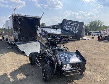 Harrison Robards in the pit area at Doe Run Raceway (Doe Run, Missouri) on June 23, 2023.